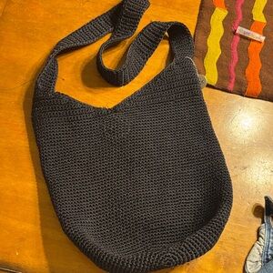 The Sak Black Crochet Shoulder Bag